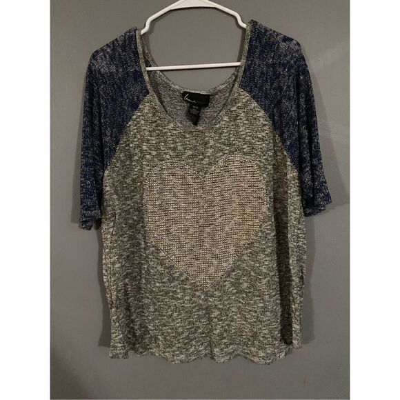 Lane Bryant Blue Metallic Studded Top Size 18/20 - Picture 1 of 3